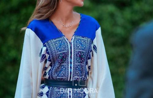 Her Majesty Queen Rania wore a blue kaftan designed by our designer Noora Khalifeh